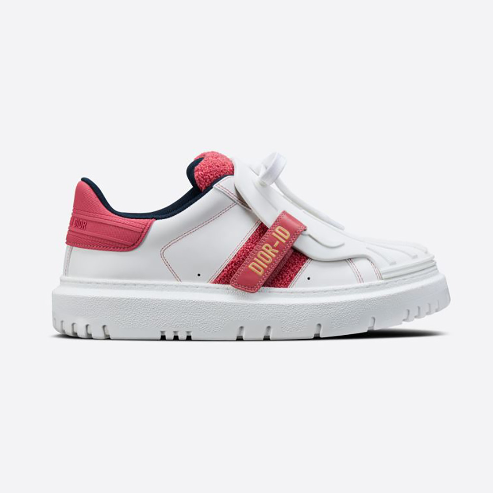 Side profile of Dior Women Dior-id Sneaker White Calfskin Terry Cotton-Pink