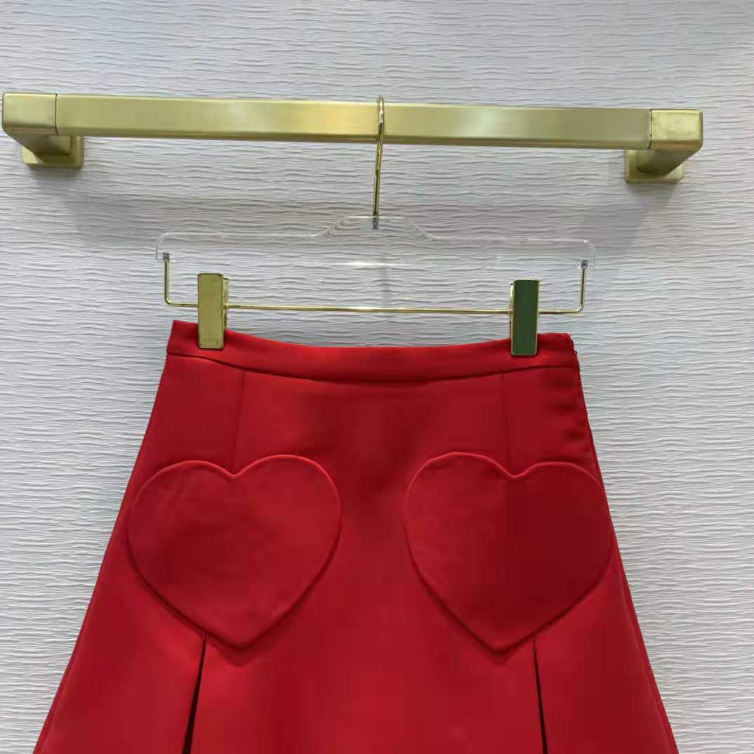 Dior Women Dioramour Miniskirt with Heart-Shaped Pockets Red Wool and Silk - image 4