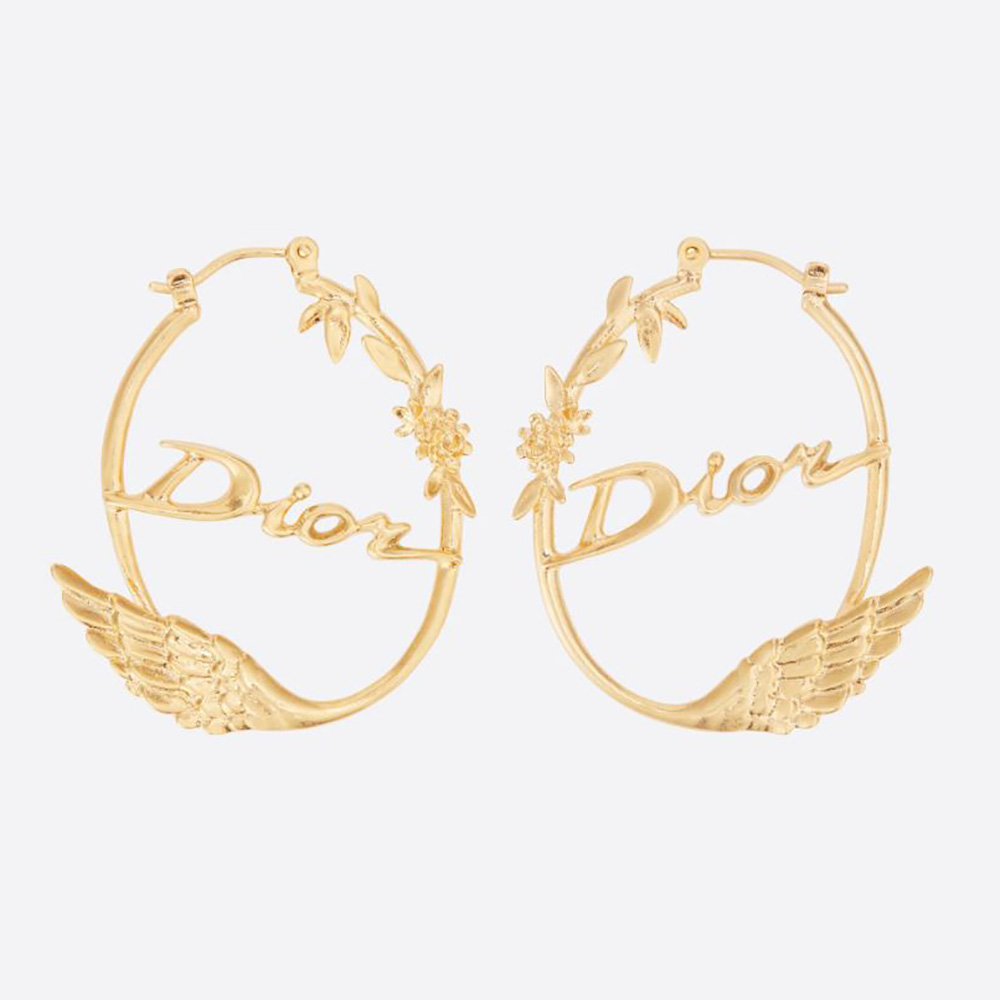 Front view of Dior Women Dio(r)evolution Earrings Gold-Finish Metal with twisted detail