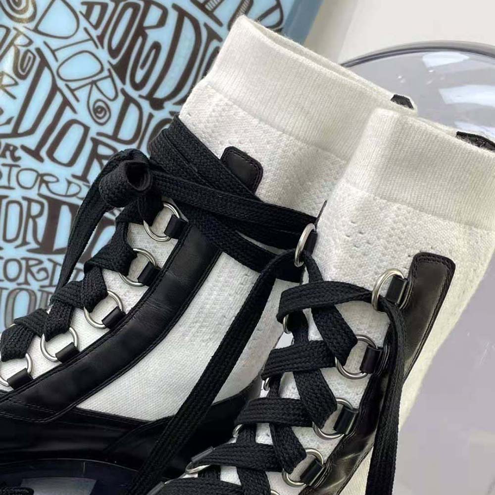 Dior Women Diorland Lace-up Boot Black Calfskin and White Cotton - image 10
