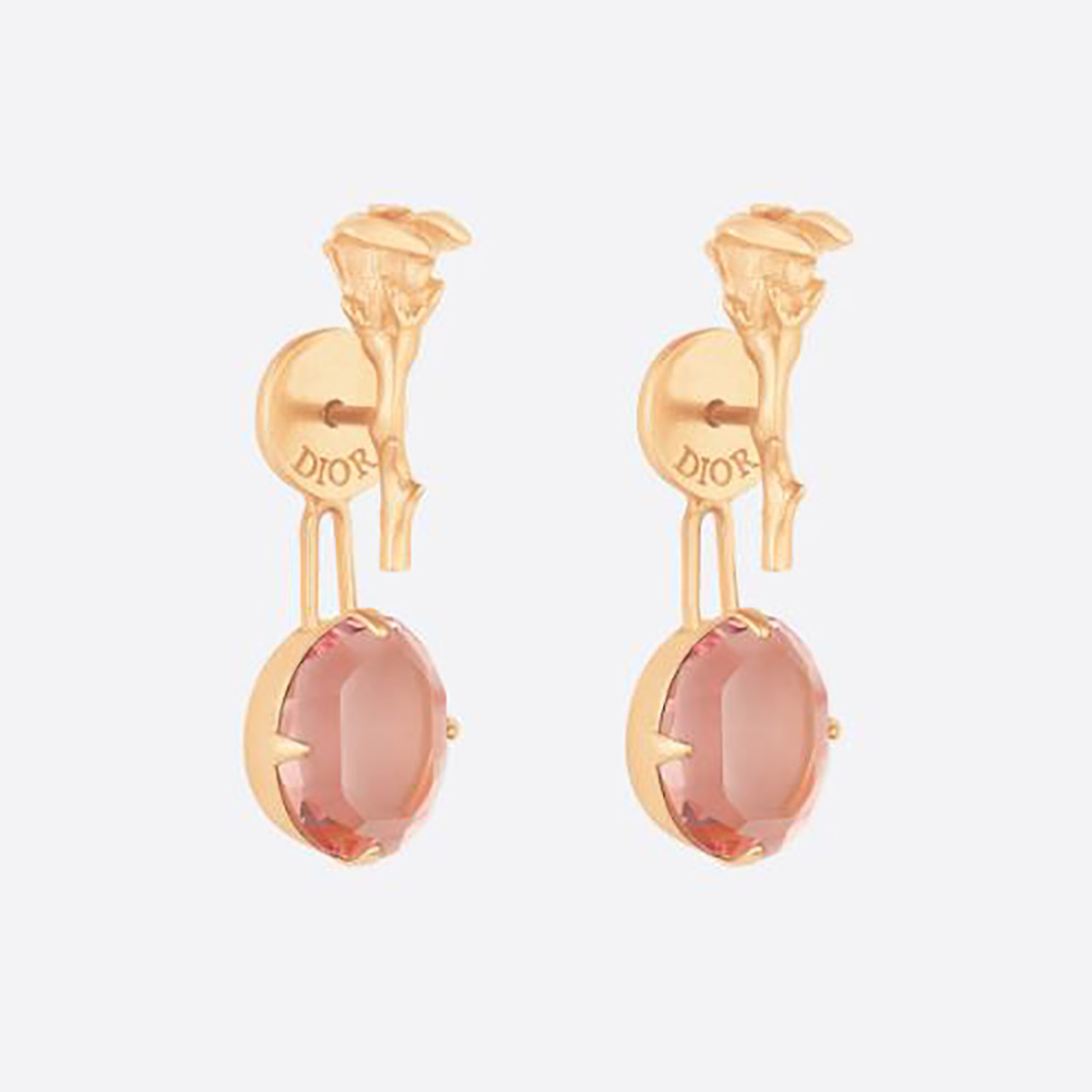 Close-up of Dior Women Dream Earrings showing pink crystals