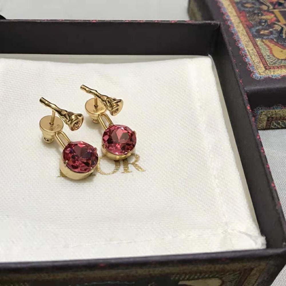 Dior Women Dream Earrings Gold-Finish Metal and Pink Crystals - image 8