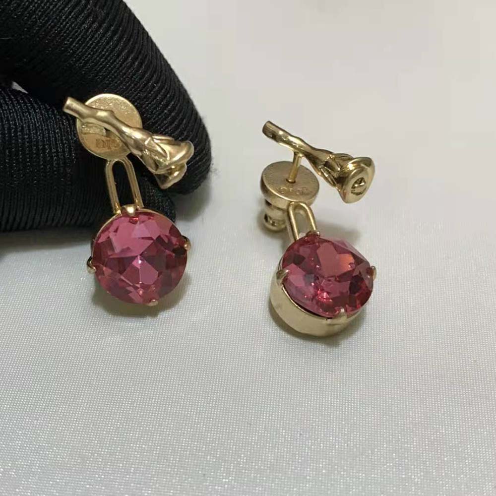 Dior Women Dream Earrings Gold-Finish Metal and Pink Crystals - image 7