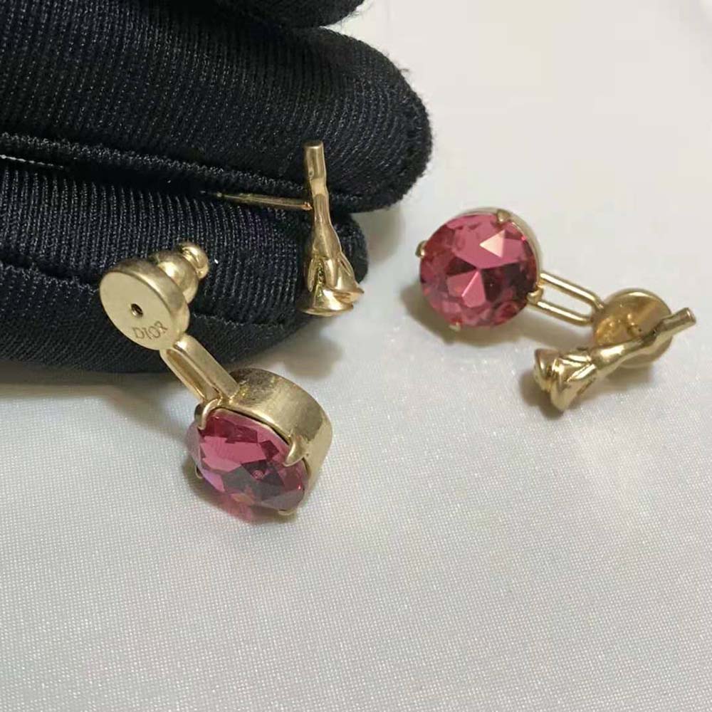 Dior Women Dream Earrings Gold-Finish Metal and Pink Crystals - image 5