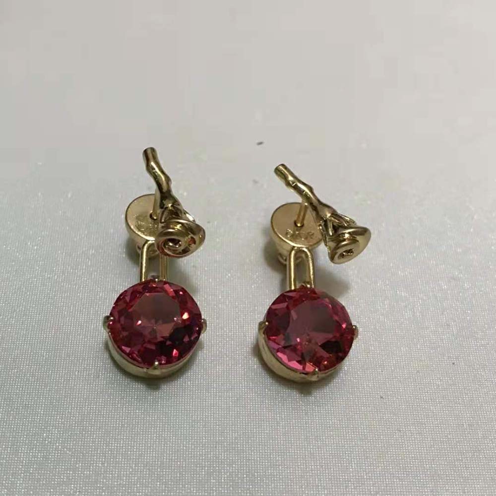 Dior Women Dream Earrings Gold-Finish Metal and Pink Crystals - image 4