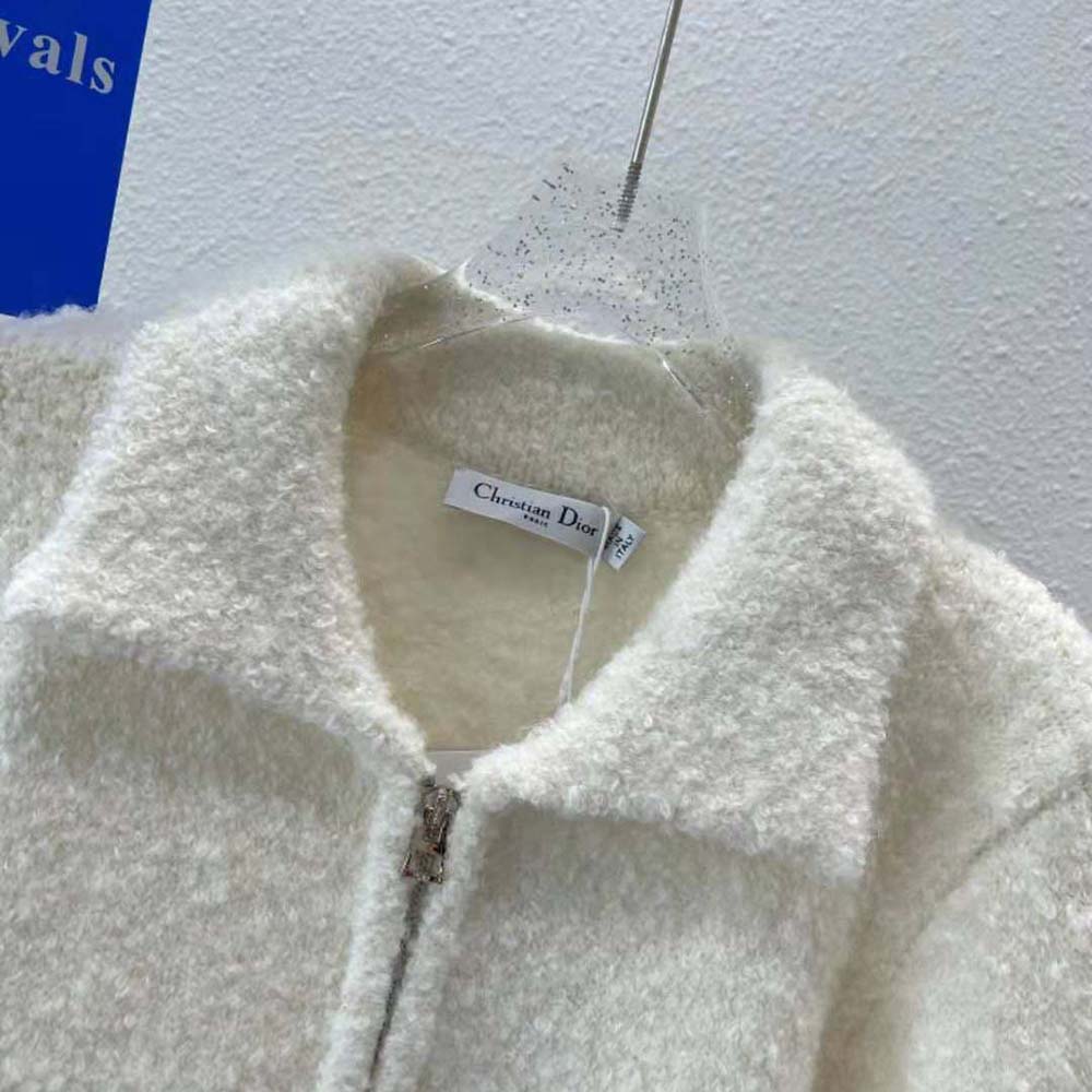 Dior Women Fleece Blouson Ecru Technical Wool and Cashmere Knit - image 6