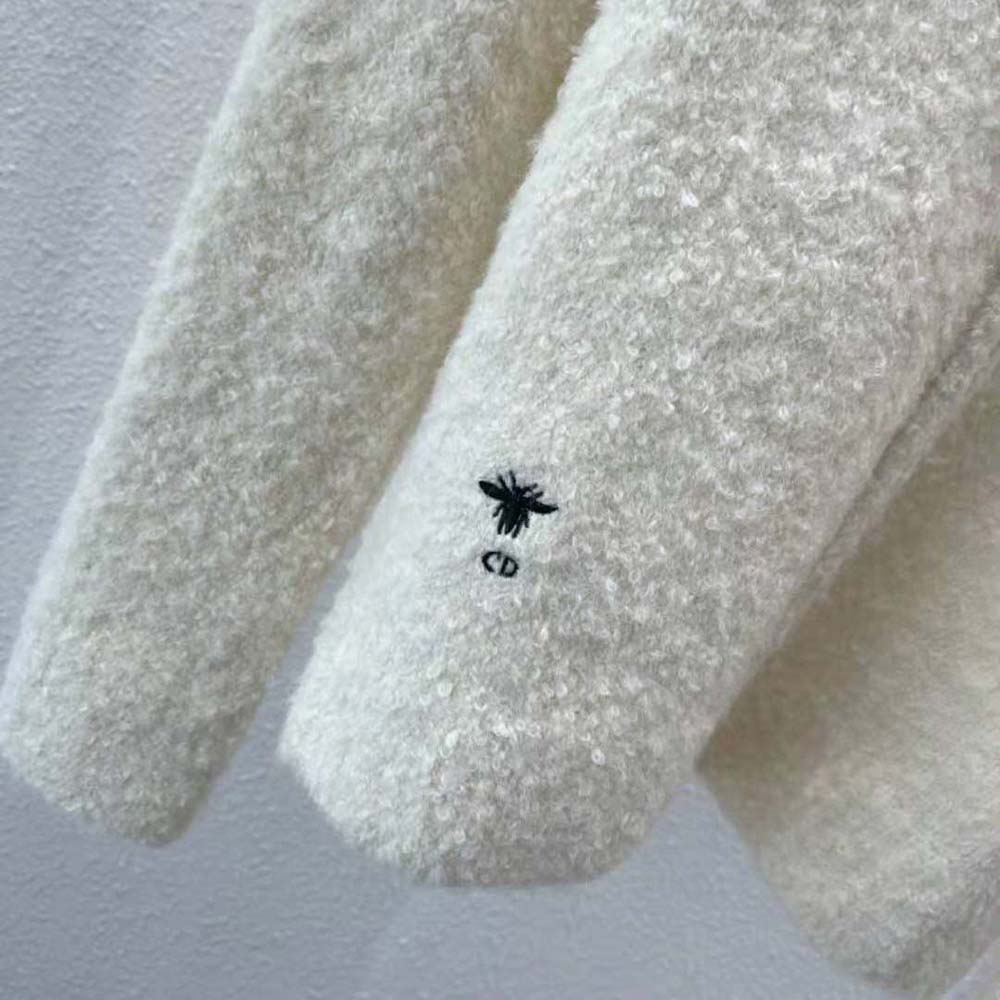Dior Women Fleece Blouson Ecru Technical Wool and Cashmere Knit - image 8