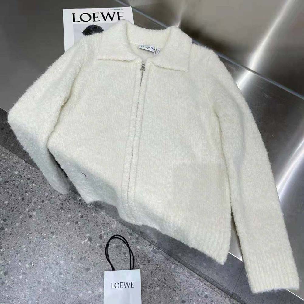 Dior Women Fleece Blouson Ecru Technical Wool and Cashmere Knit - image 5