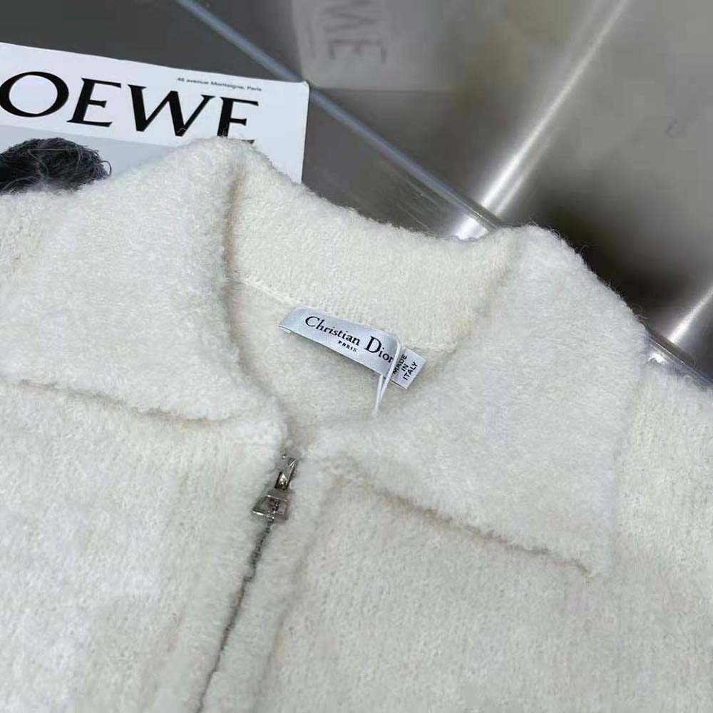 Dior Women Fleece Blouson Ecru Technical Wool and Cashmere Knit - image 7