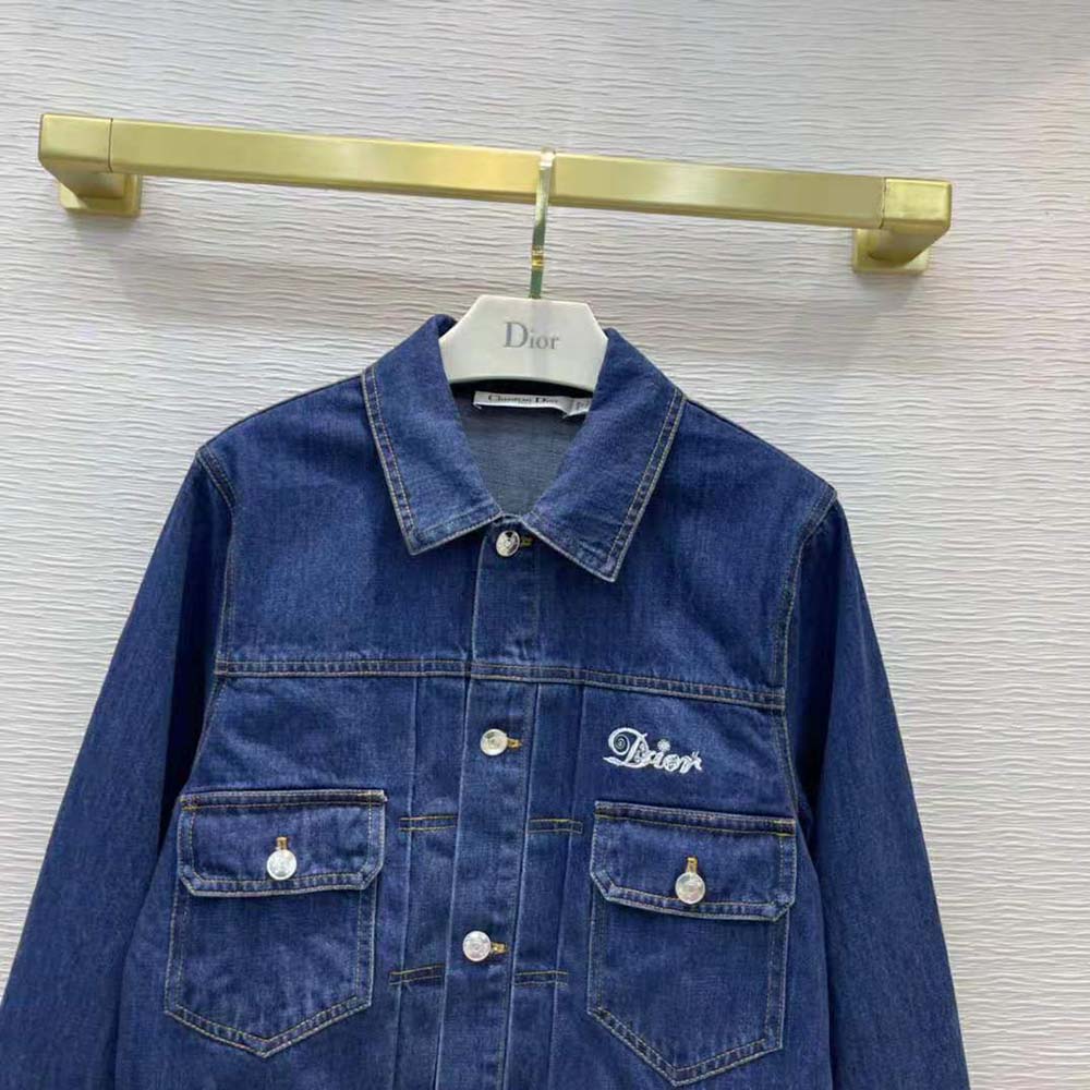 Dior Women Kenny Scharf Mkii Blouson Raw Blue Technical Cotton Denim - image 4
