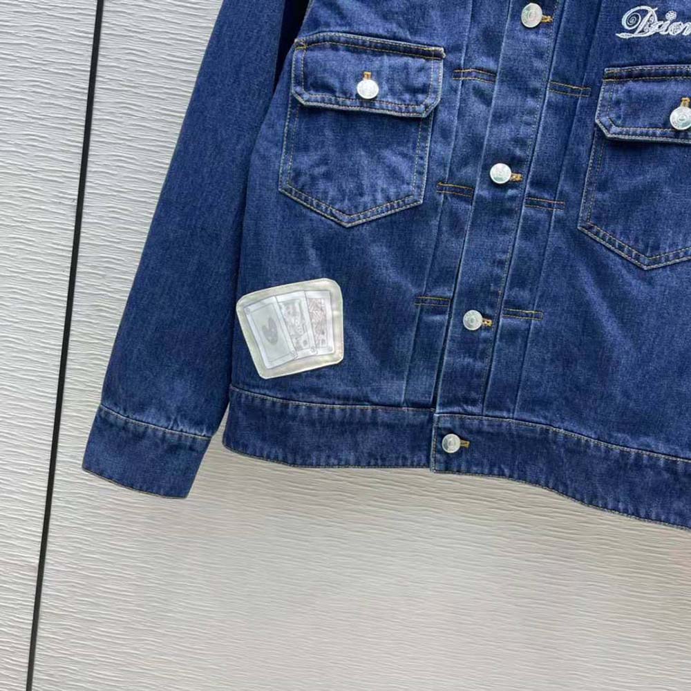 Dior Women Kenny Scharf Mkii Blouson Raw Blue Technical Cotton Denim - image 7