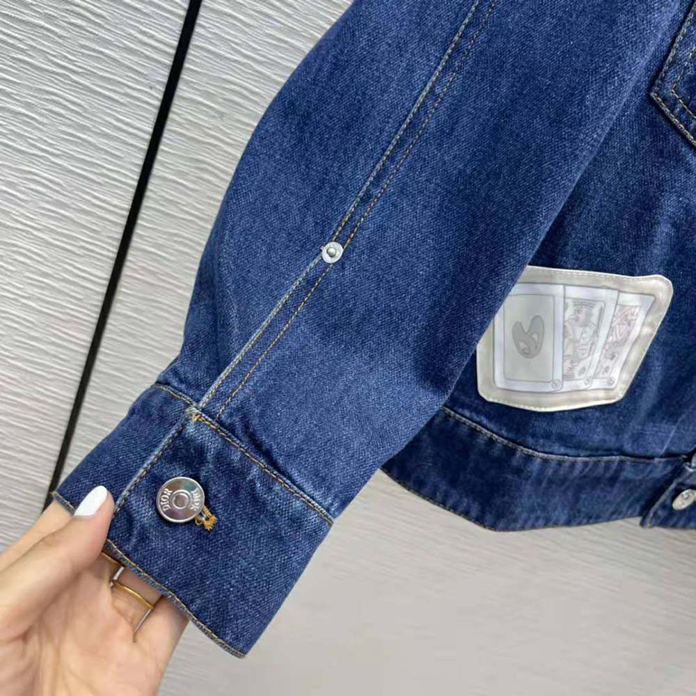 Dior Women Kenny Scharf Mkii Blouson Raw Blue Technical Cotton Denim - image 6