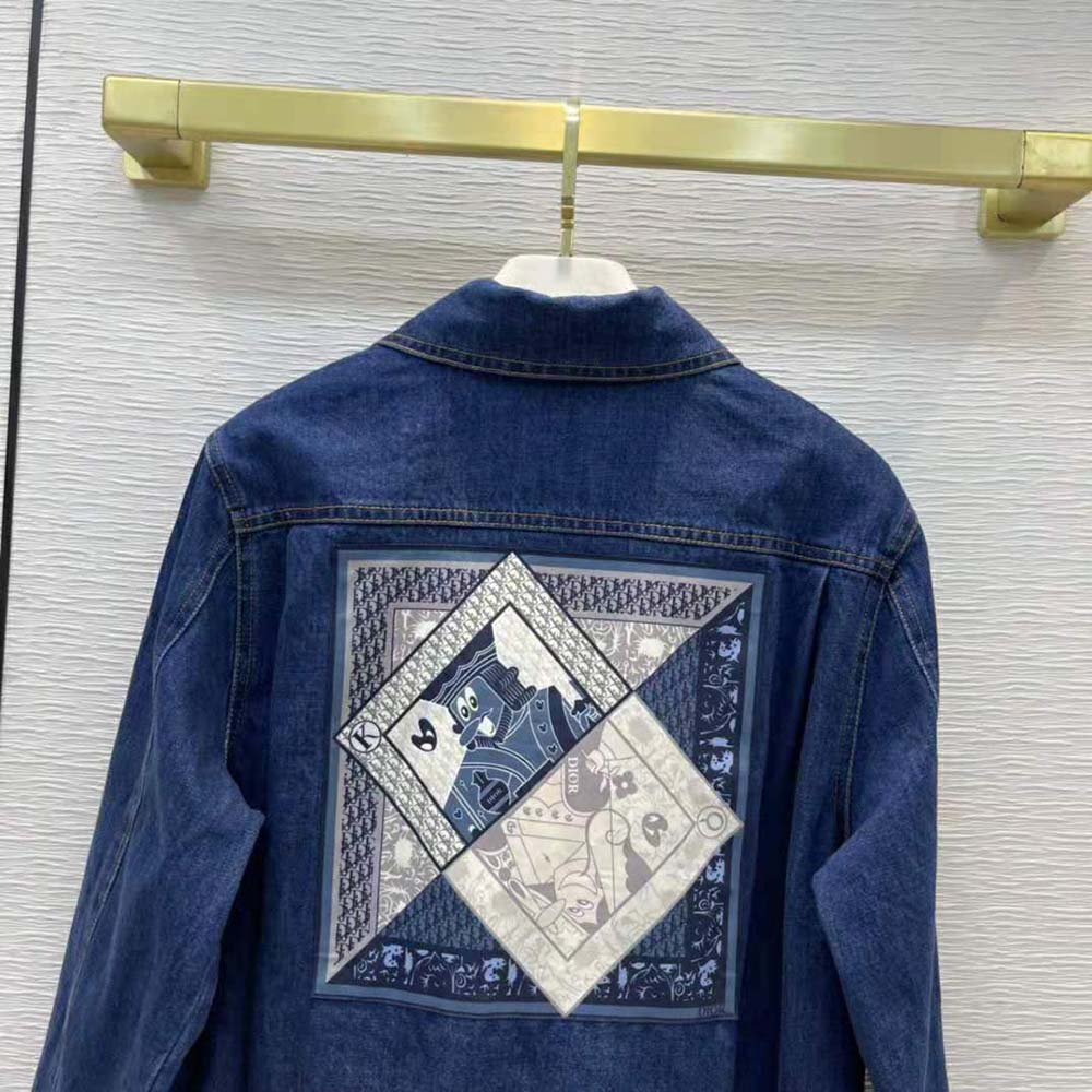 Dior Women Kenny Scharf Mkii Blouson Raw Blue Technical Cotton Denim - image 5