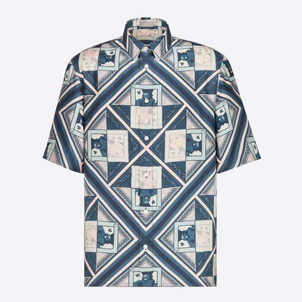 Front view of Dior Women Kenny Scharf Short-Sleeved Shirt Multicolor Silk Twill