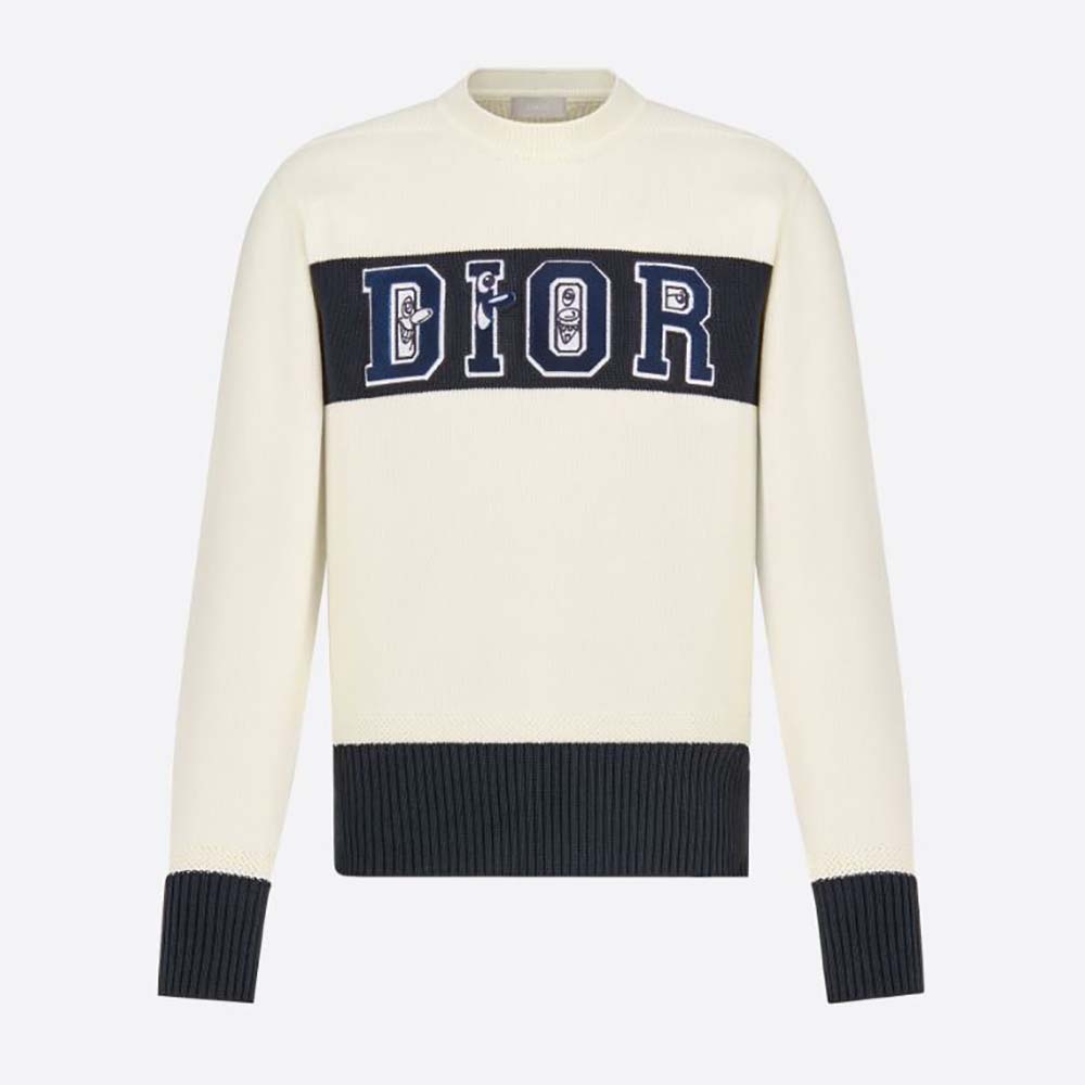 Front view of Dior Women Kenny Scharf Sweater White Technical Cotton