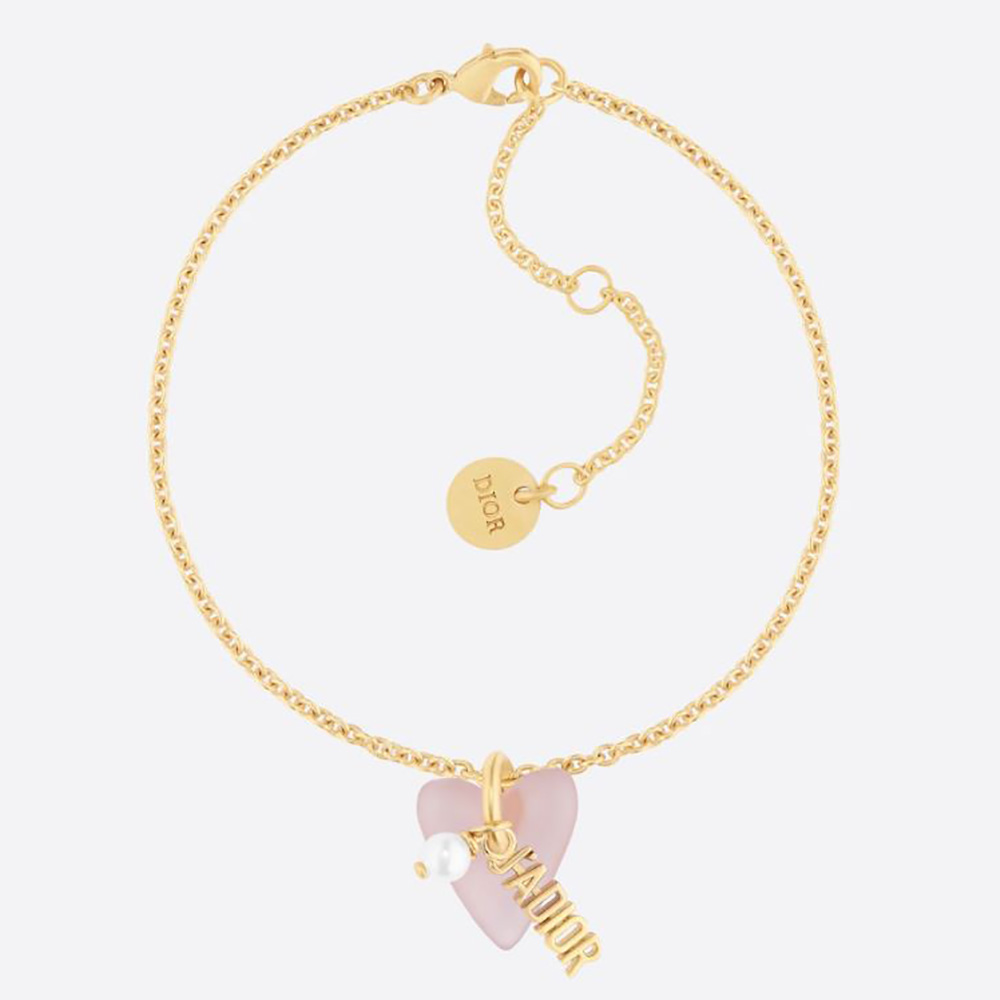 Close-up of Dior Women Le Coeur DE Dior Bracelet gold-finish pink heart charm