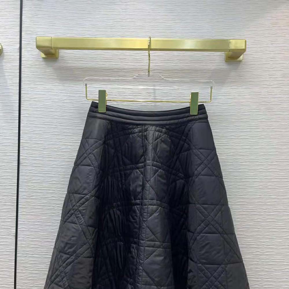 Dior Women Macrocannage Mid-Length skirt Black Quilted Technical Taffeta - image 4