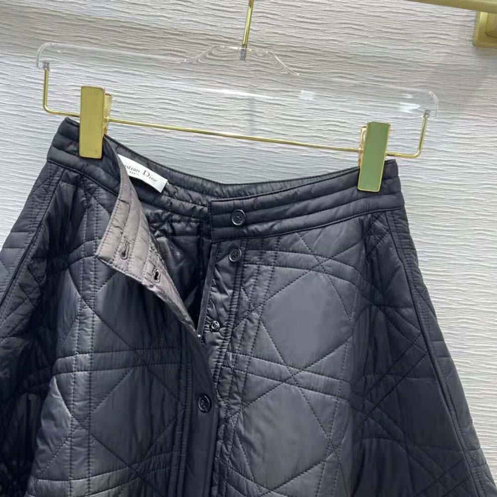 Dior Women Macrocannage Mid-Length skirt Black Quilted Technical Taffeta - image 6