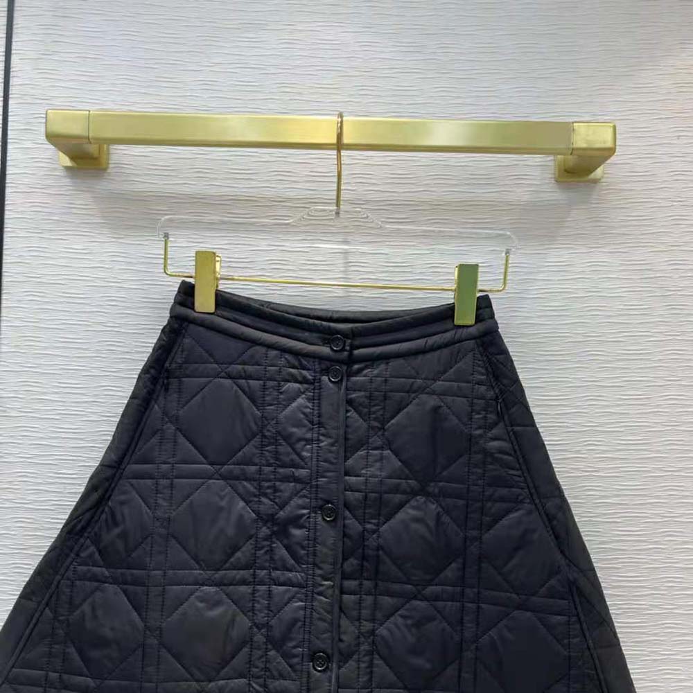 Dior Women Macrocannage Miniskirt Black Quilted Technical Taffeta - image 5