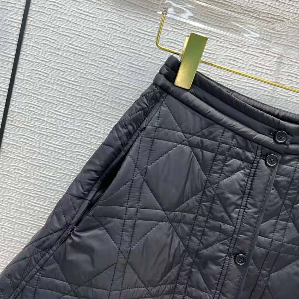 Dior Women Macrocannage Miniskirt Black Quilted Technical Taffeta - image 7