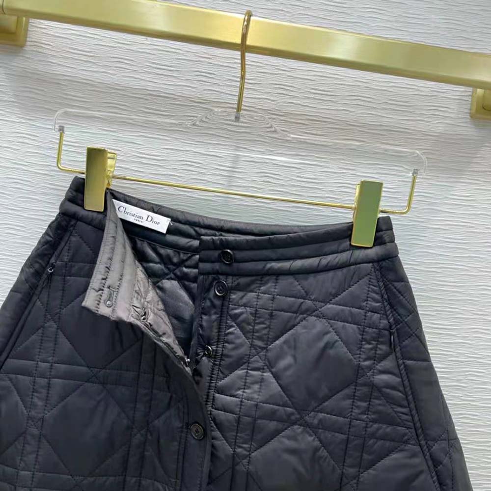 Dior Women Macrocannage Miniskirt Black Quilted Technical Taffeta - image 6