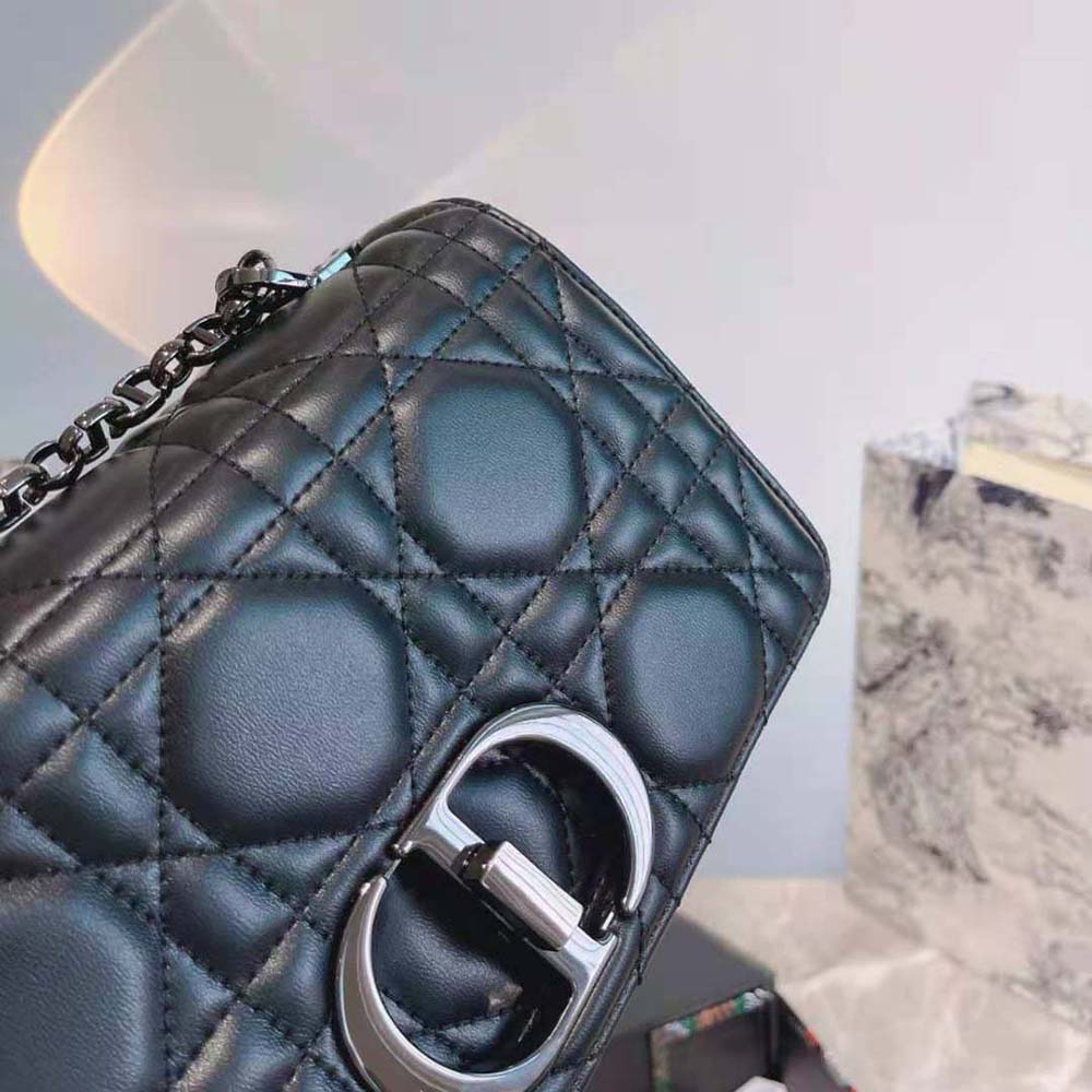 Dior Women Medium Dior Caro Bag Black Quilted Macrocannage Calfskin - image 7