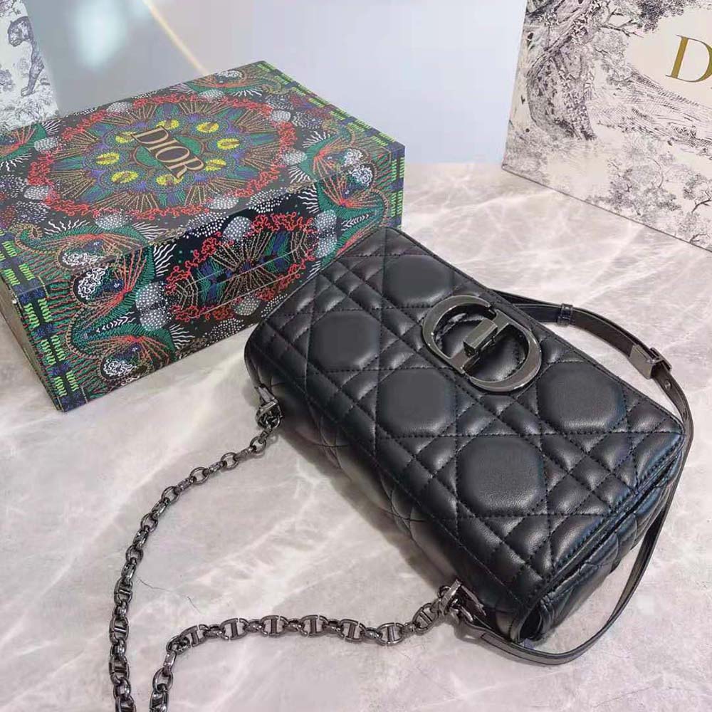 Dior Women Medium Dior Caro Bag Black Quilted Macrocannage Calfskin - image 4