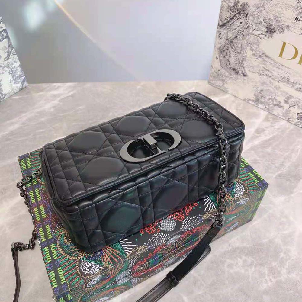 Dior Women Medium Dior Caro Bag Black Quilted Macrocannage Calfskin - image 5