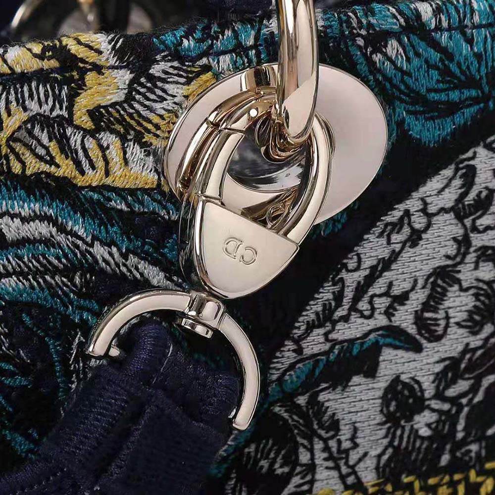 Dior Women Medium Lady D-lite Bag Latte Multicolor Dior Constellation Embroidery-Blue - image 10