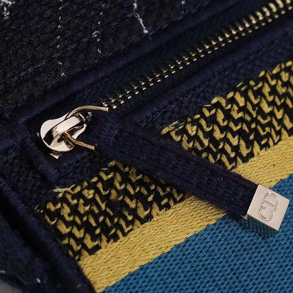 Dior Women Medium Lady D-lite Bag Latte Multicolor Dior Constellation Embroidery-Blue - image 7
