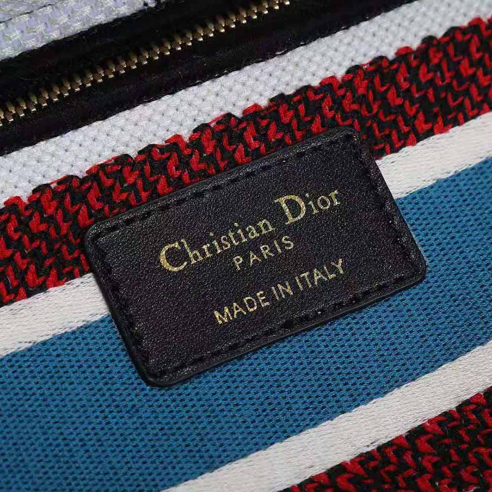 Dior Women Medium Lady D-lite Bag Latte Multicolor Dior Constellation Embroidery-White - image 8