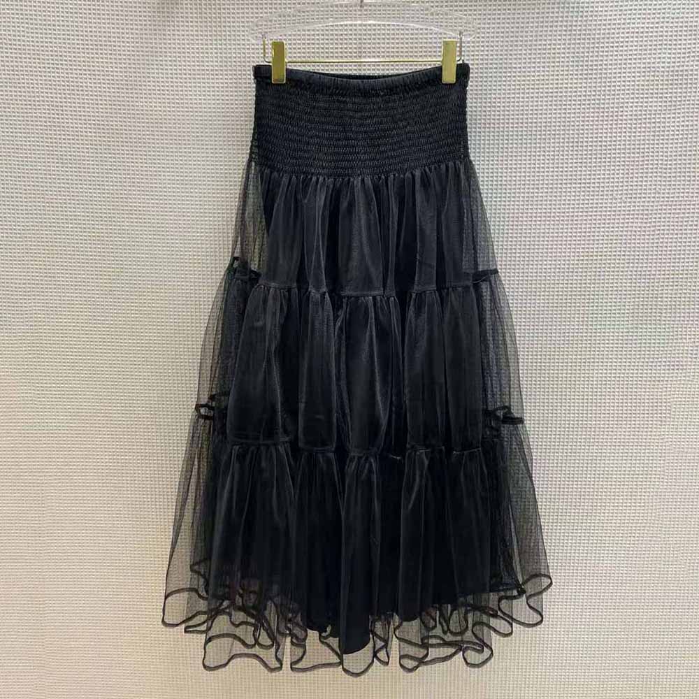 Close-up of frilled hem detail on Dior Women Mid-Length Frilled Skirt