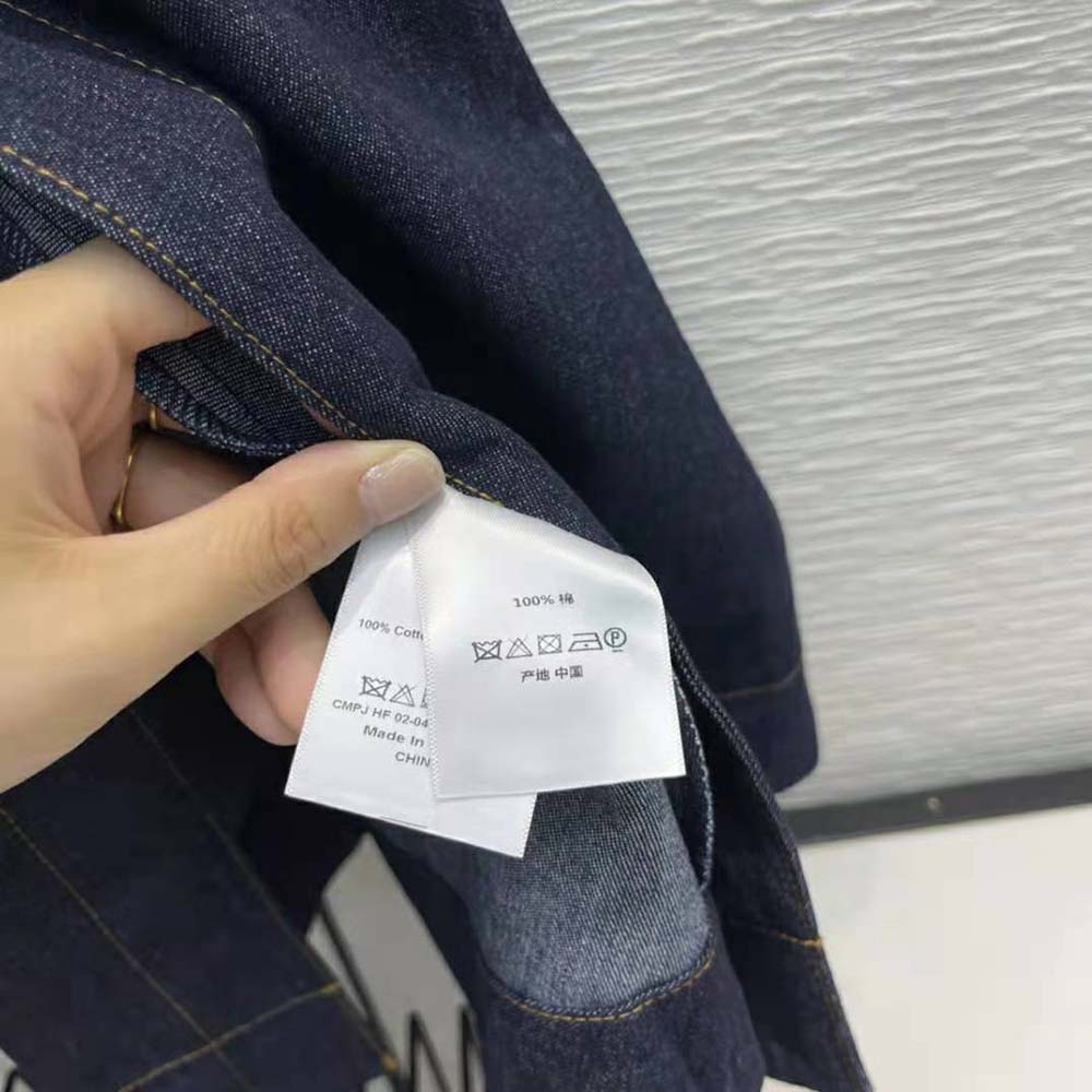Dior Women Mid-Length Short-Sleeved Dress Deep Blue Cotton Denim - image 10