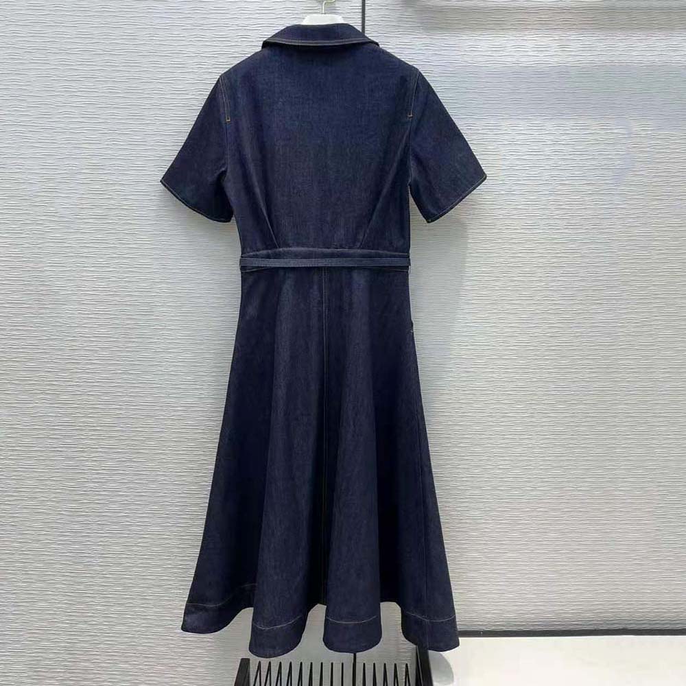 Side profile showing silhouette of Dior Women Mid-Length Short-Sleeved Dress