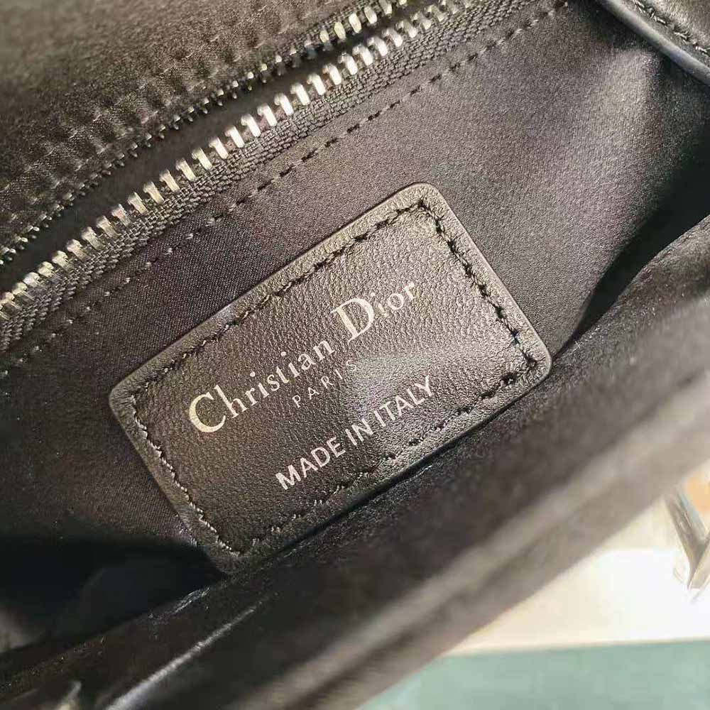 Dior Women Mini Lady Dior Bag Black Strass Cannage Satin - image 9