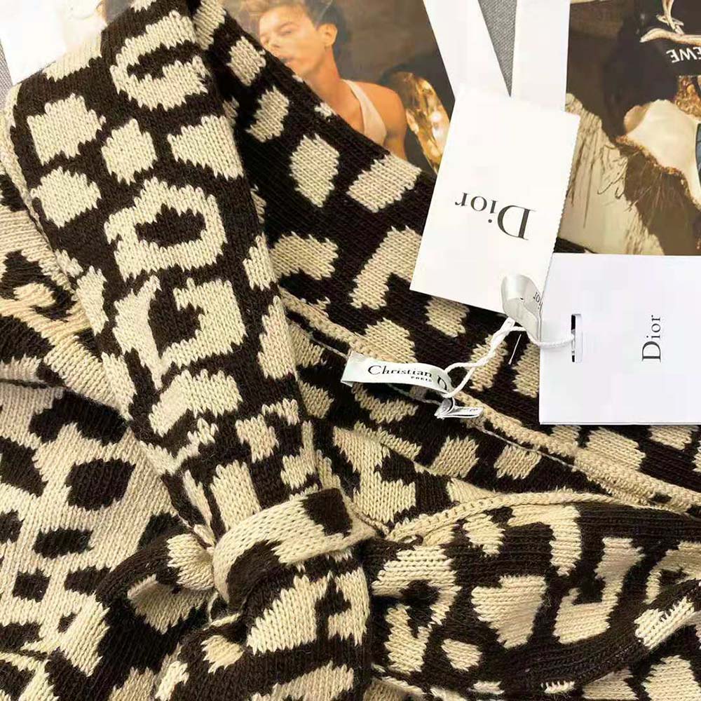 Dior Women Tied Collar Sweater Beige Multicolor Mizza Cashmere - image 8
