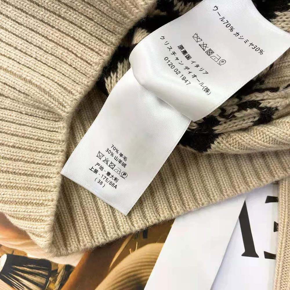 Dior Women Tied Collar Sweater Beige Multicolor Mizza Cashmere - image 9