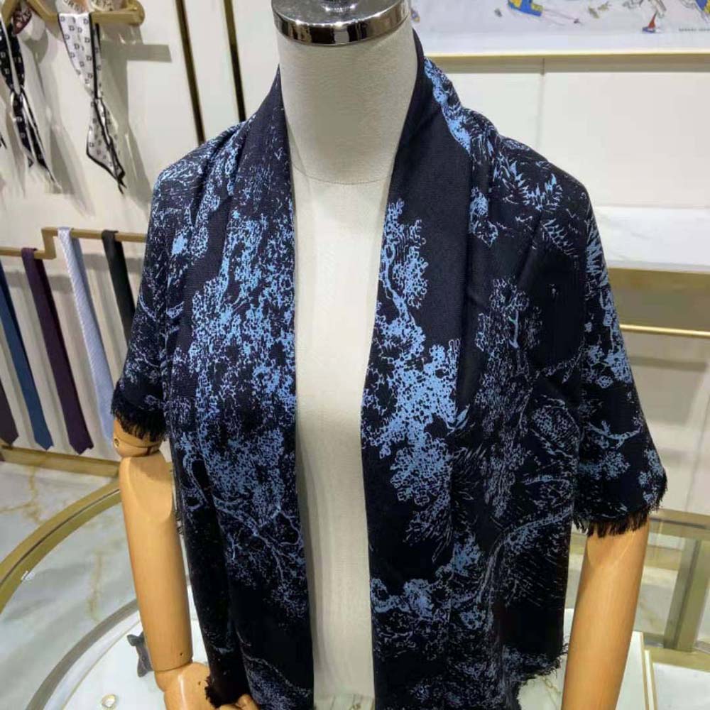 Dior Women Toile DE Jouy Reverse Square Scarf Silk Twill-Navy - image 4