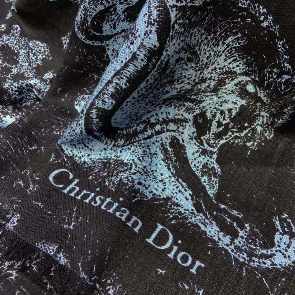 Dior Women Toile DE Jouy Reverse Square Scarf Silk Twill-Navy - image 6