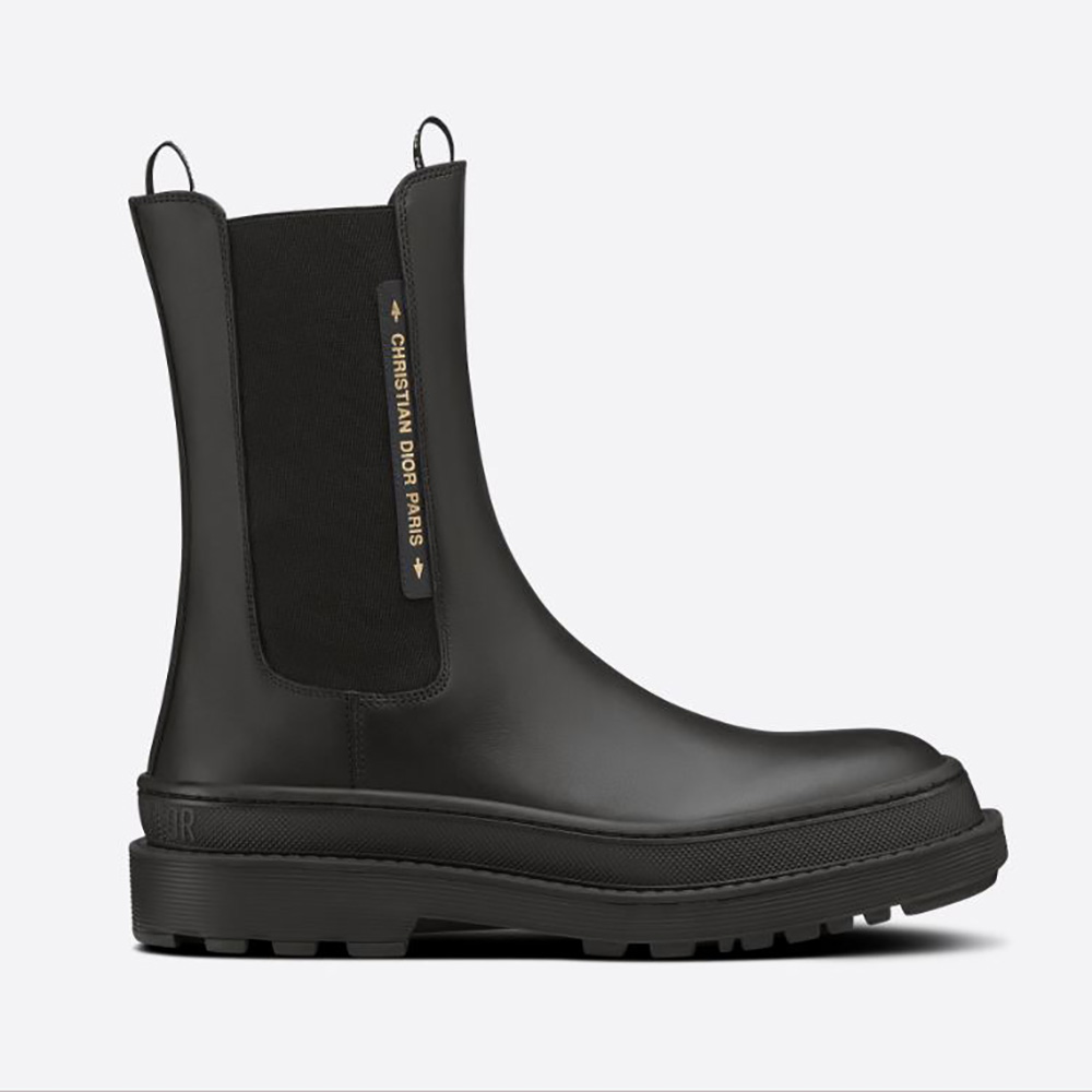 Side view of Dior Women Trial Ankle Boot Black Calfskin showing silhouette