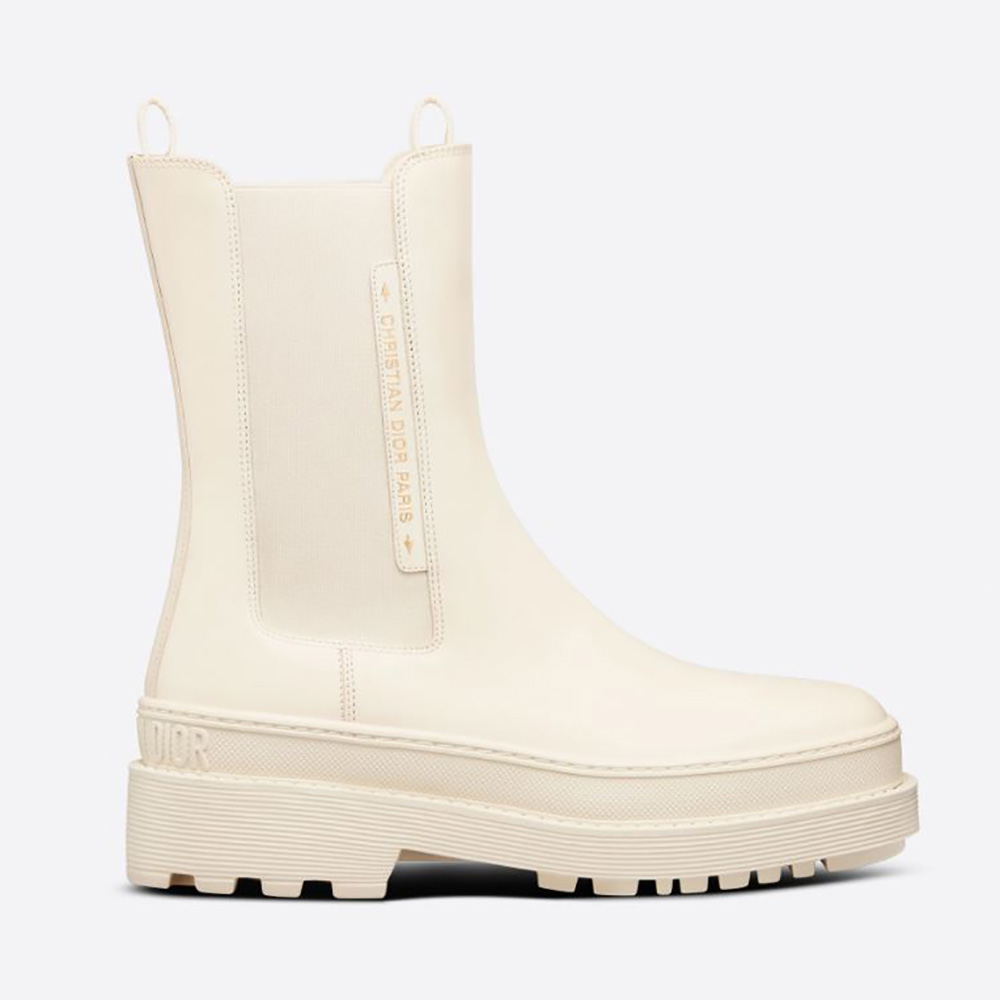 Side view of Dior Women Trial Ankle Boot White Calfskin showcasing silhouette