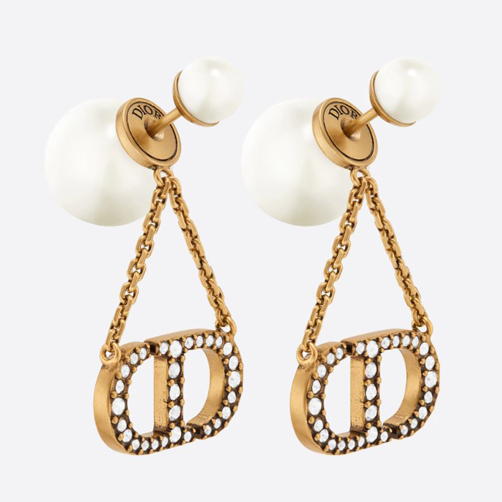 Front view of Dior Women Tribales Earrings Antique Gold-Finish Metal
