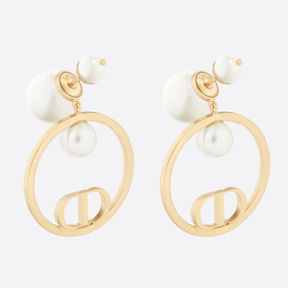 Front view of Dior Women Tribales Earrings gold-finish metal and pearls
