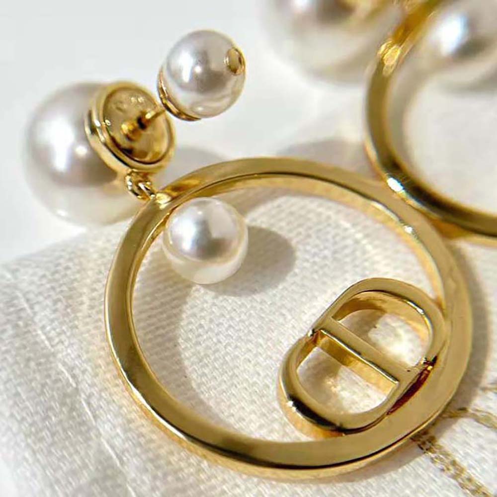 Dior Women Tribales Earrings Gold-Finish Metal and White Resin Pearls - image 5