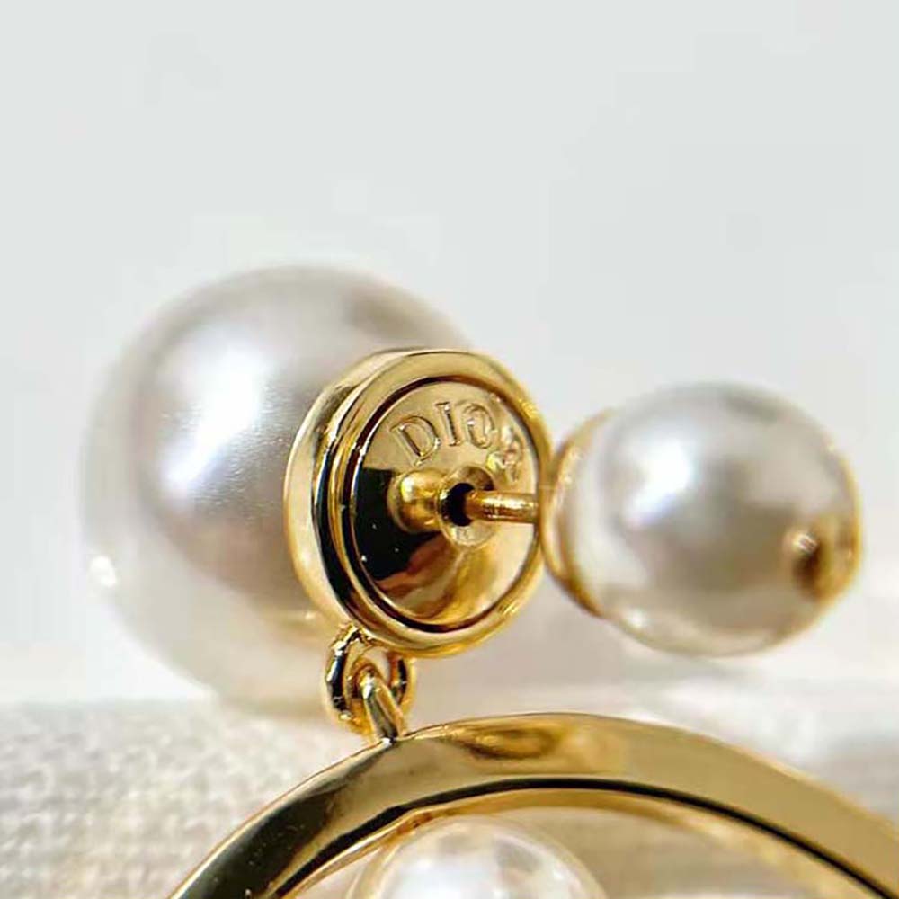 Dior Women Tribales Earrings Gold-Finish Metal and White Resin Pearls - image 6