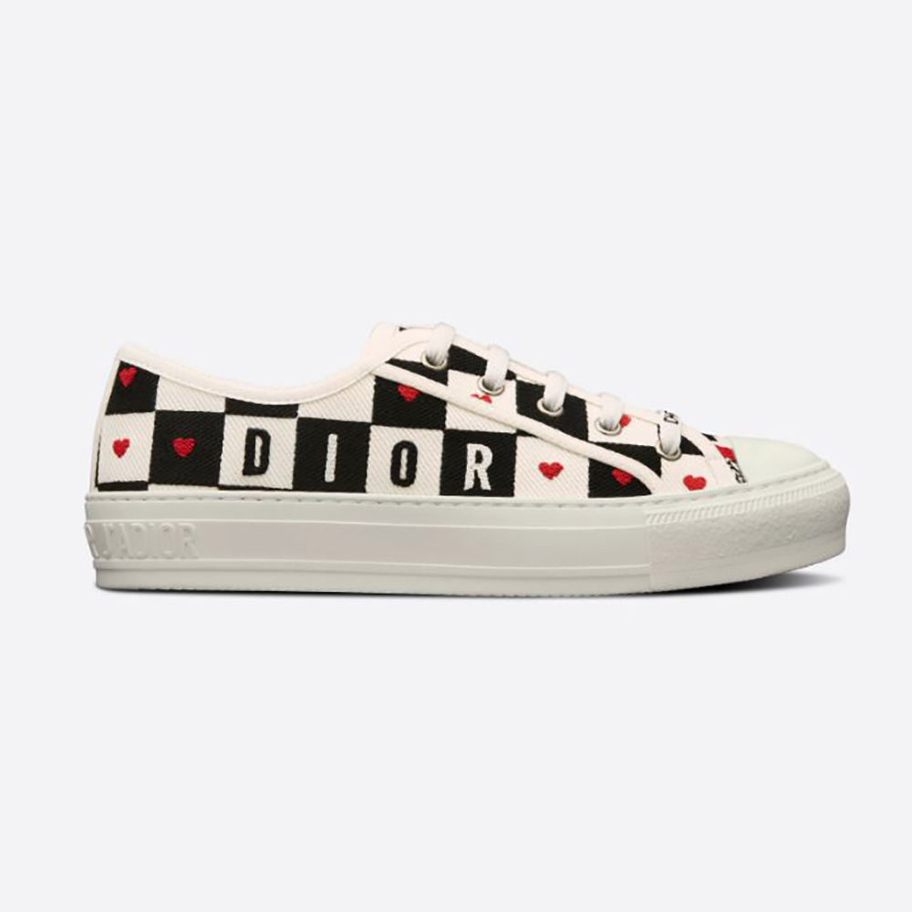 Side profile of Dior Women Walk N Dior Dioramour Sneaker in black leather
