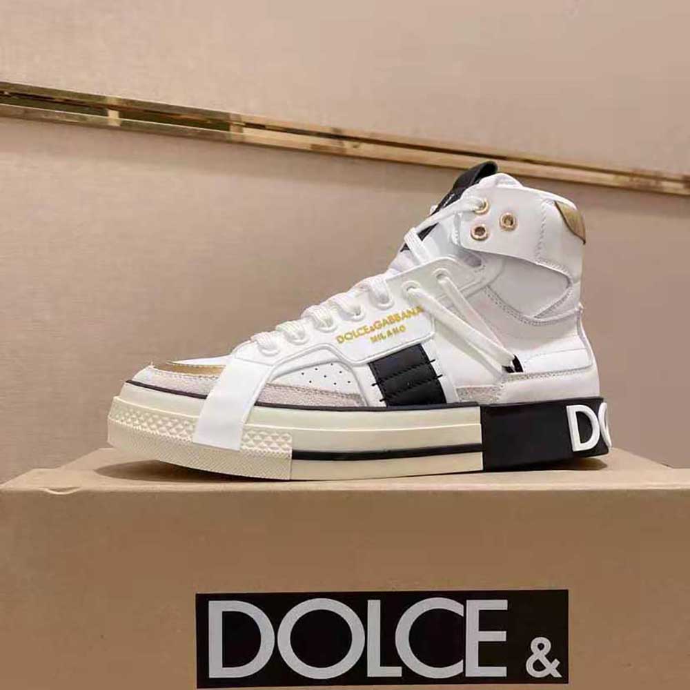 Close-up of contrasting details on Dolce Gabbana D&G Men Calfskin 2.Zero Sneakers