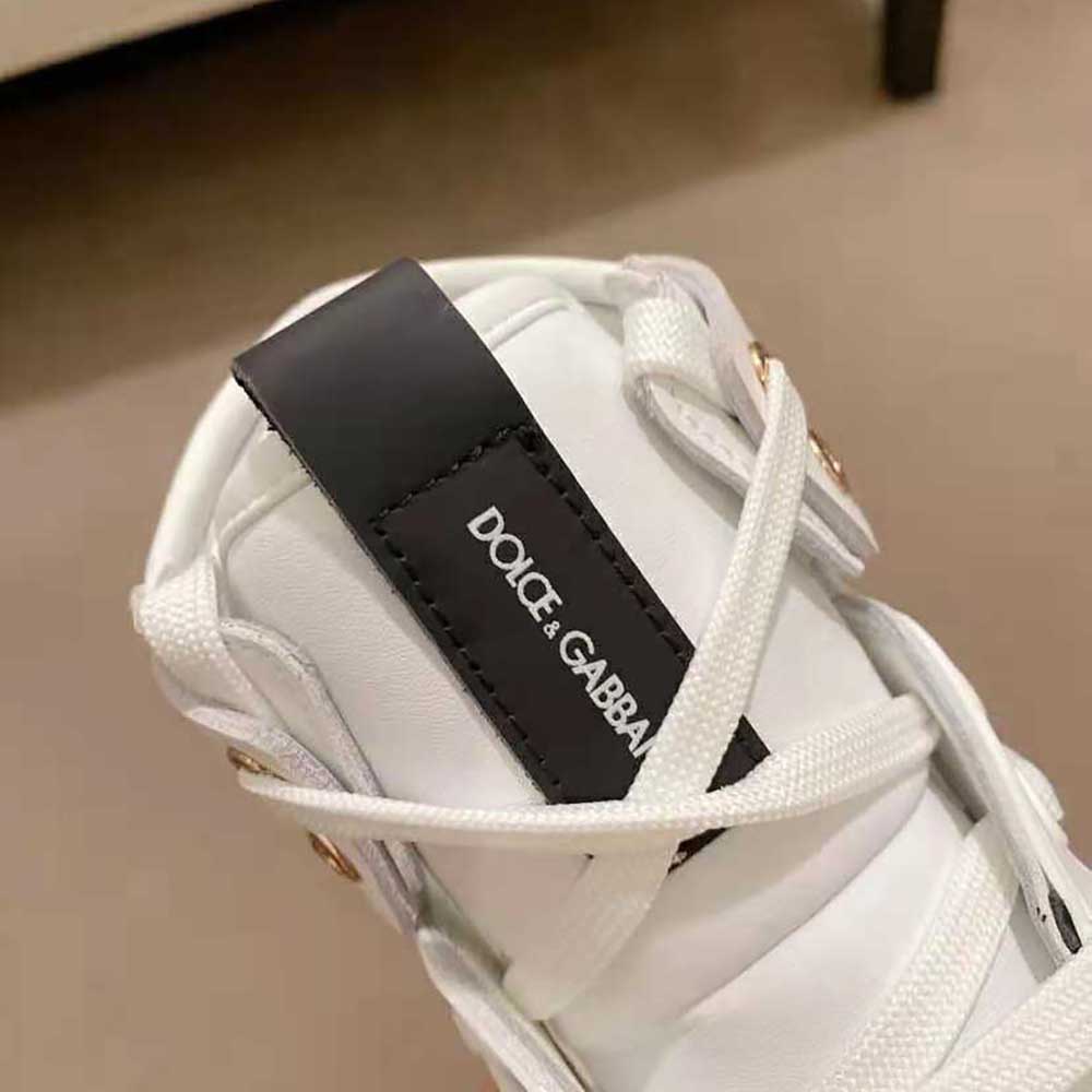 Dolce Gabbana D&G Men Calfskin 2.Zero Custom High-Top Sneakers with Contrasting Details-White - image 8