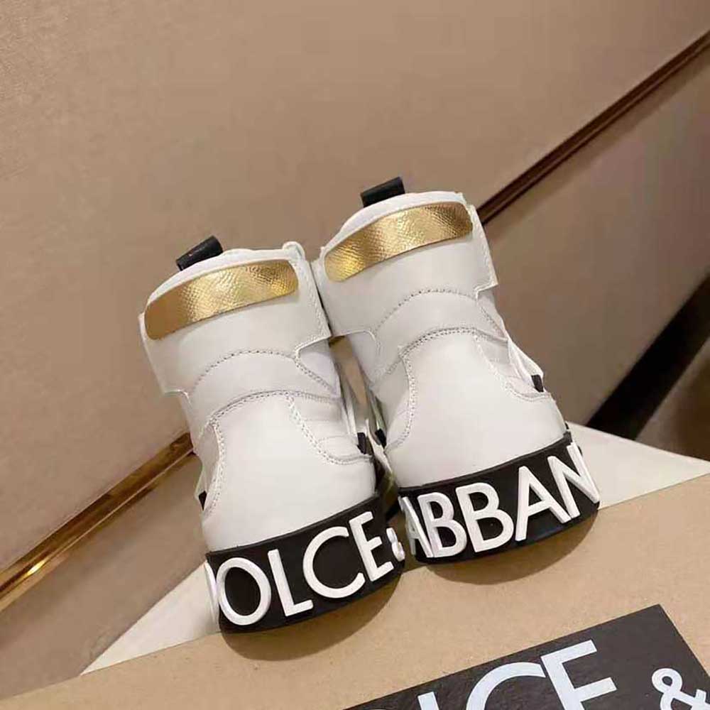 Dolce Gabbana D&G Men Calfskin 2.Zero Custom High-Top Sneakers with Contrasting Details-White - image 9