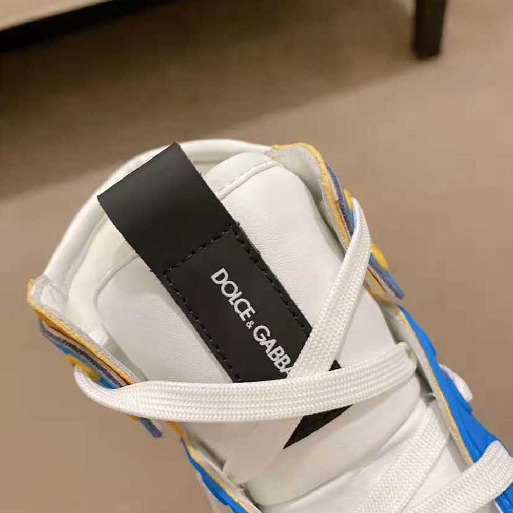 Dolce Gabbana D&G Men Calfskin Custom 2.Zero High-Top Sneakers with Contrasting Details-Blue - image 10